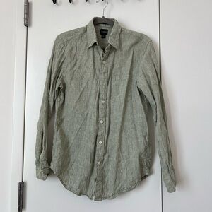 J. Crew Linen Long Sleeve Shirt - Green - S